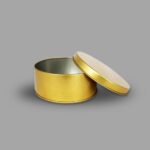 Round Golden Plain Tin Box